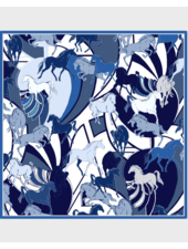 CASHMERE PRINTED SCARF: GALLOPING: BLUE