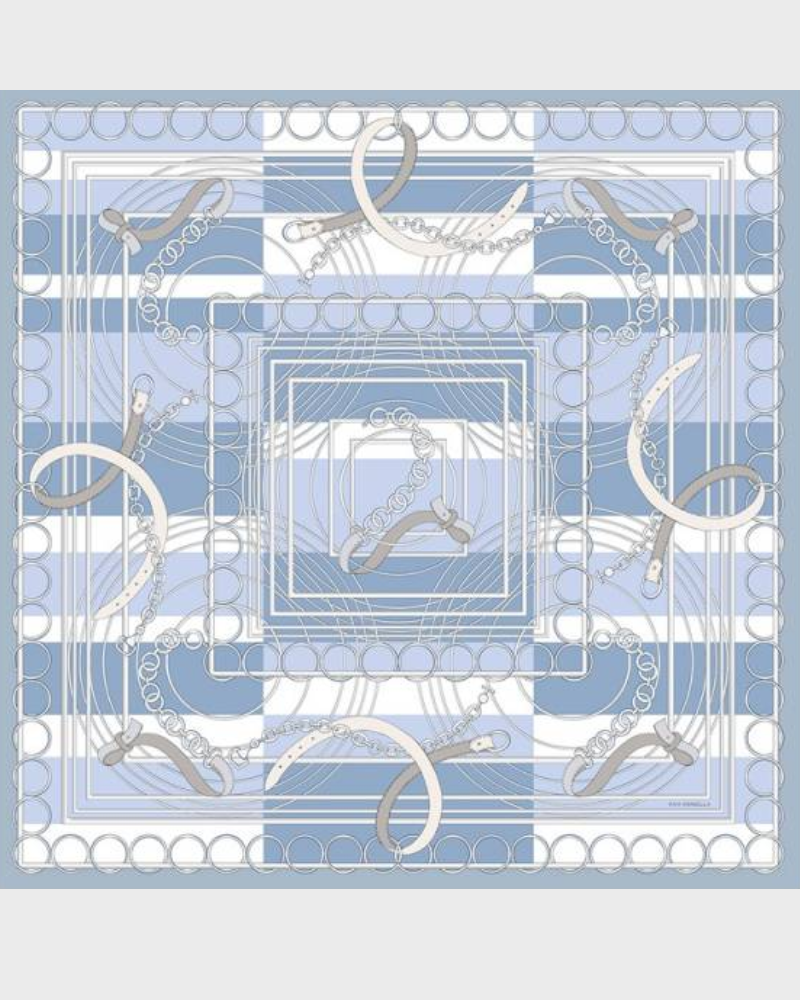 CASHMERE PRINTED SCARF: VENEZIA: BLUE