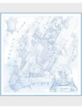PRINTED CASHMERE SCARF: NEW YORK: BLUE