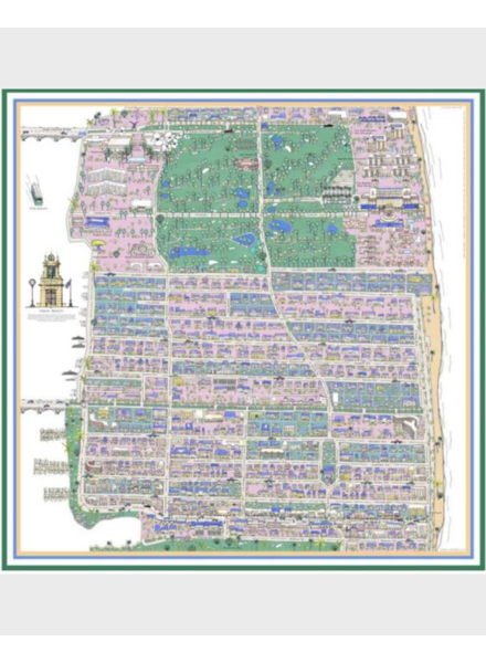 CASHMERE PRINTED SCARF: PALM BEACH: LILAC-GREEN