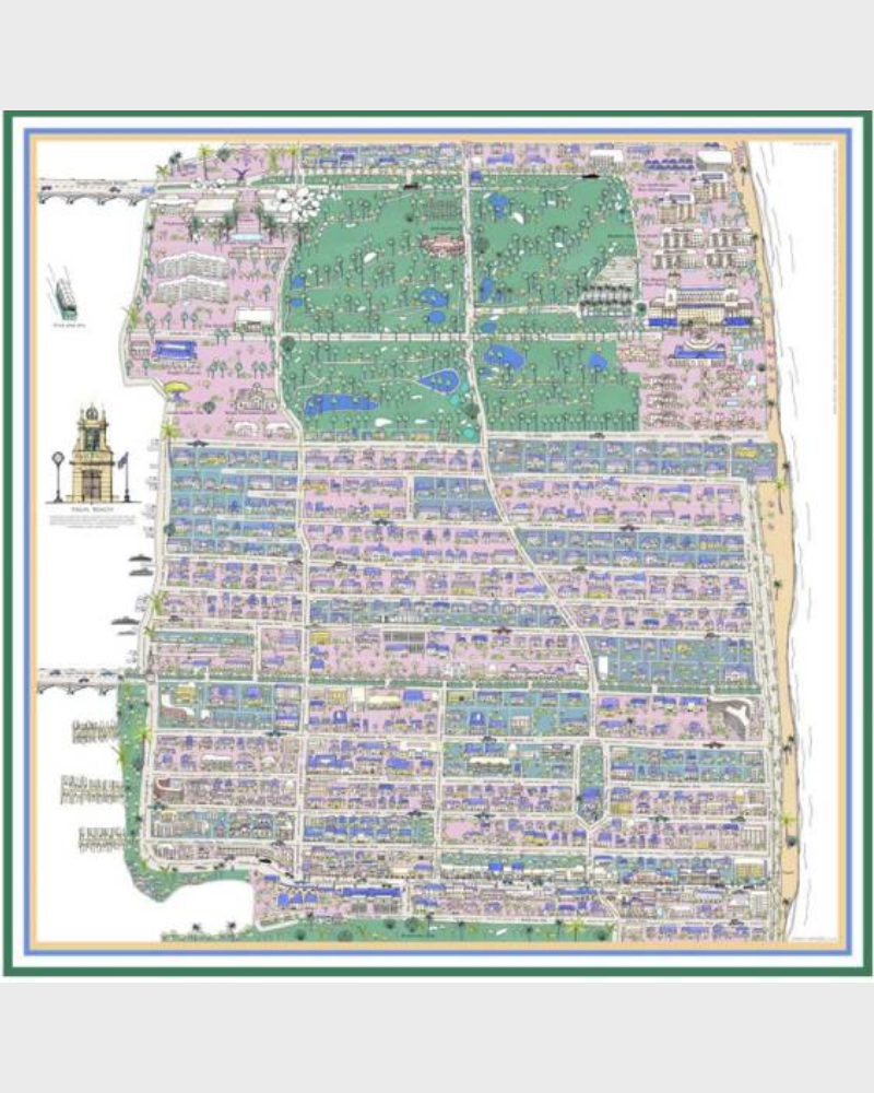 CASHMERE PRINTED SCARF: PALM BEACH: LILAC-GREEN