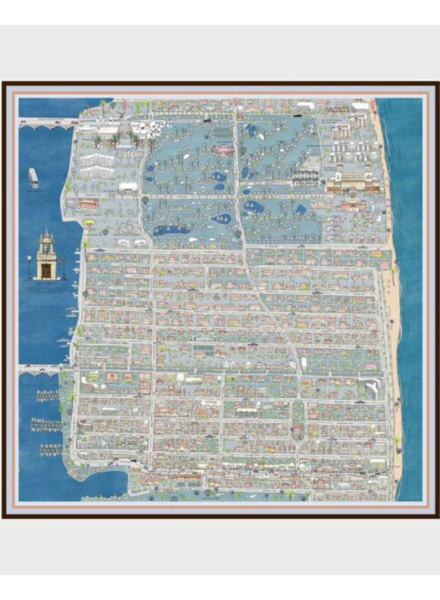 CASHMERE PRINTED SCARF: PALM BEACH: BALTIC BLUE