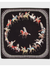 CASHMERE PRINTED SCARF: NATIVE AMERICAN: BLACK