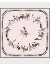 CASHMERE PRINTED SCARF: NATIVE AMERICAN: PINK