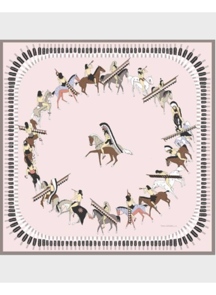 CASHMERE PRINTED SCARF: NATIVE AMERICAN: PINK