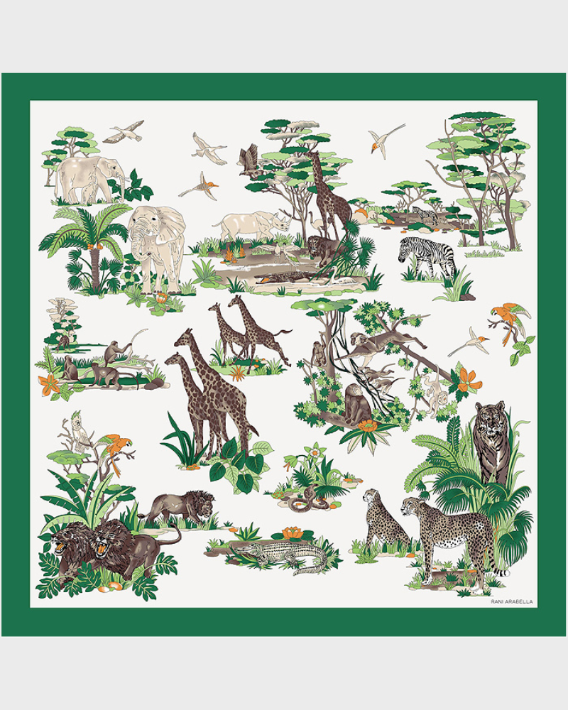 PRINTED CASHMERE SCARF: GIRAFFE: MINT