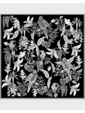 PRINTED CASHMERE SCARF: BIRDS:BLACK