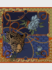 PRINTED CASHMERE SHAWL:  LEOPARD: NAVY