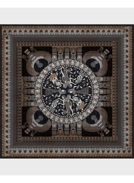 PRINTED SILK SCARF: EGYPTIAN: BROWN