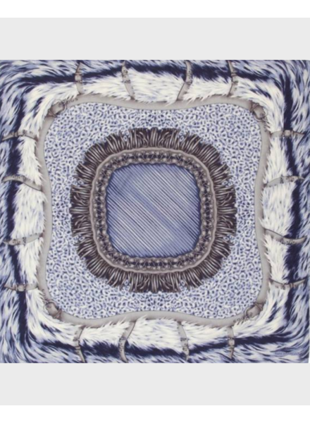 PRINTED CASHMERE SCARF: FEATHERS : BLUE