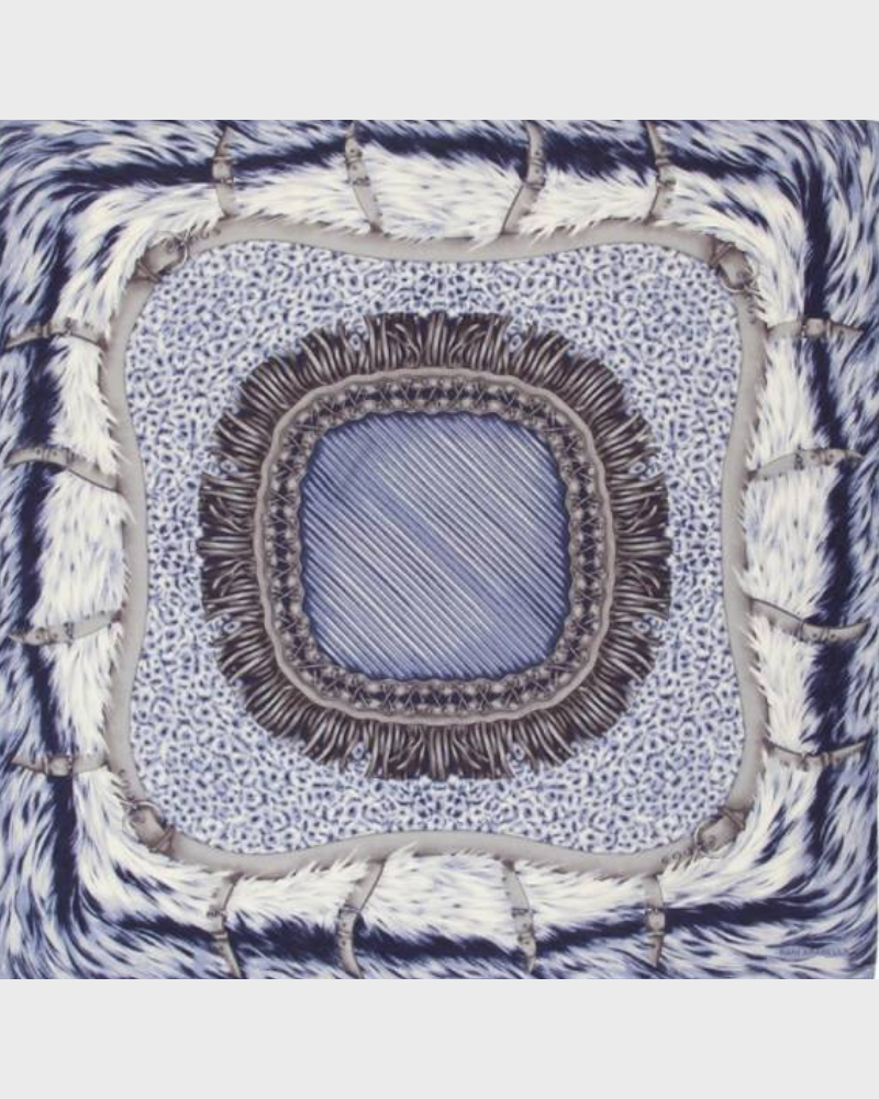 PRINTED CASHMERE SCARF: FEATHERS : BLUE