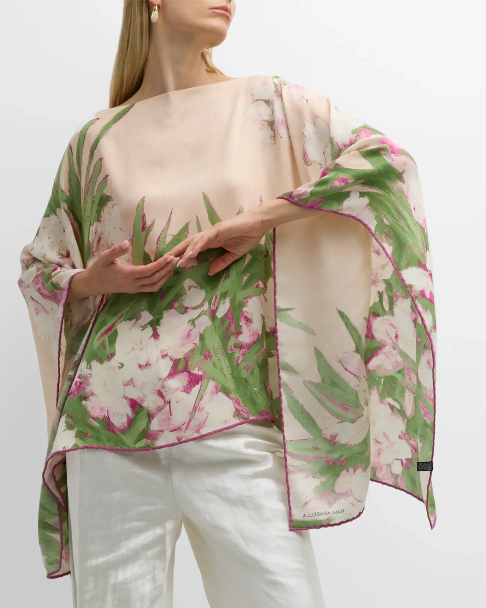 CASHMERE PRINTED PONCHO: LIGURIA: PINK