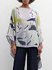 CASHMERE PRINTED PONCHO: GEOMETRIC: BLUE