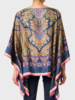 PRINTED  SILK PAISLEY  PONCHO  - NAVY