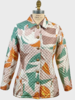 SILK PRINTED QUILTED JACKET: GEOMETRIC: MELON