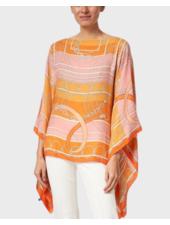 CASHMERE PRINTED PONCHO: VENEZIA: ORANGE