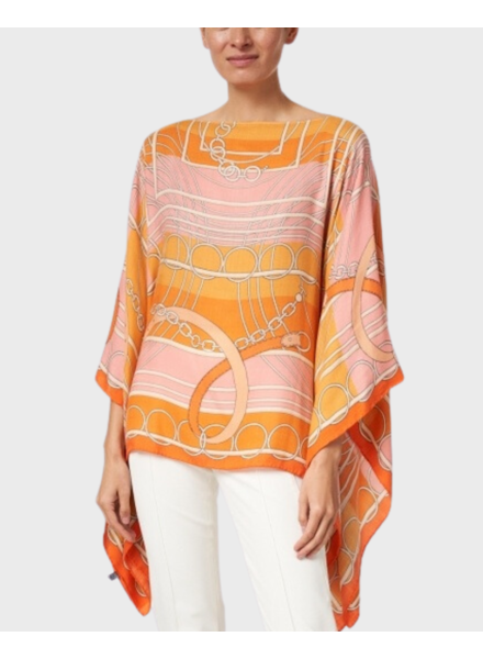 CASHMERE PRINTED PONCHO: VENEZIA: ORANGE