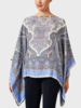 CASHMERE PRINTED PONCHO: PAISLEY: LIGHT BLUE