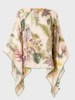 PRINTED CASHMERE PONCHO: BIRDS: PINK