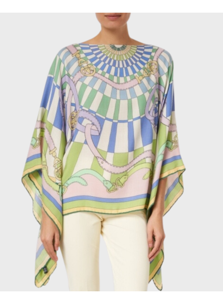 CASHMERE PRINTED PONCHO: FIRENZE: LIME