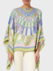CASHMERE PRINTED PONCHO: FIRENZE: LIME