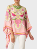 CASHMERE PRINTED PONCHO: SAVOIA: PINK