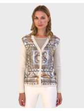 CASHMERE KNIT CARDIGAN WITH SILK PRINT