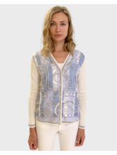 CASHMERE KNIT CARDIGAN WITH SILK PRINT