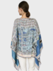 CASHMERE PRINTED PONCHO: PALM BEACH : BALTIC-BLUE