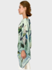 CASHMERE PRINTED PONCHO: HUMMING BIRD: GREEN