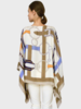 CASHMERE PRINTED PONCHO: SIENA: ORANGE-BEIGE