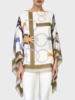 CASHMERE PRINTED PONCHO: SIENA: ORANGE-BEIGE