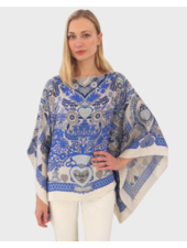 CASHMERE PRINTED PONCHO: ELIZABETH: MOONLIGHT