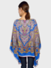 CASHMERE PRINTED PONCHO: PAISLEY: BLUE