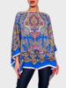 CASHMERE PRINTED PONCHO: PAISLEY: BLUE LIGHT