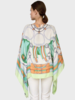 CASHMERE PRINTED PONCHO: STIRRUPS: FOREST