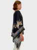CASHMERE PRINTED PONCHO: NATIVE AMERICAN: BLACK