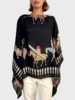 CASHMERE PRINTED PONCHO: NATIVE AMERICAN: BLACK