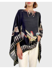 CASHMERE PRINTED PONCHO: NATIVE AMERICAN: BLACK