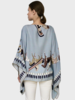 CASHMERE PRINTED PONCHO: NATIVE AMERICAN: TEAL