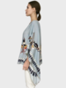 CASHMERE PRINTED PONCHO: NATIVE AMERICAN: TEAL