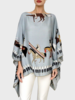 CASHMERE PRINTED PONCHO: AMERICAN INDIAN: TEAL