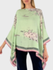 CASHMERE PRINTED PONCHO: MAP OF ITALY: CELADON