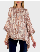 CASHMERE PRINTED PONCHO: CHAINS: LIGHT PINK