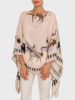 CASHMERE PRINTED PONCHO: NATIVE AMERICAN: PINK
