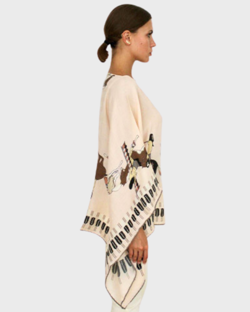 CASHMERE PRINTED PONCHO: NATIVE AMERICAN: PINK