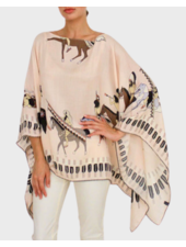 CASHMERE PRINTED PONCHO: NATIVE AMERICAN: PINK