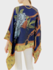 PRINTED CASHMERE PONCHO: LEOPARD: NAVY