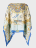CASHMERE PRINTED PONCHO: TOY HORSES: BLUE