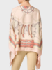 CASHMERE PRINTED PONCHO: STIRRUPS :PINK
